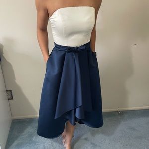 Ivory and Navy Shoshanna Midnight Evening Dress